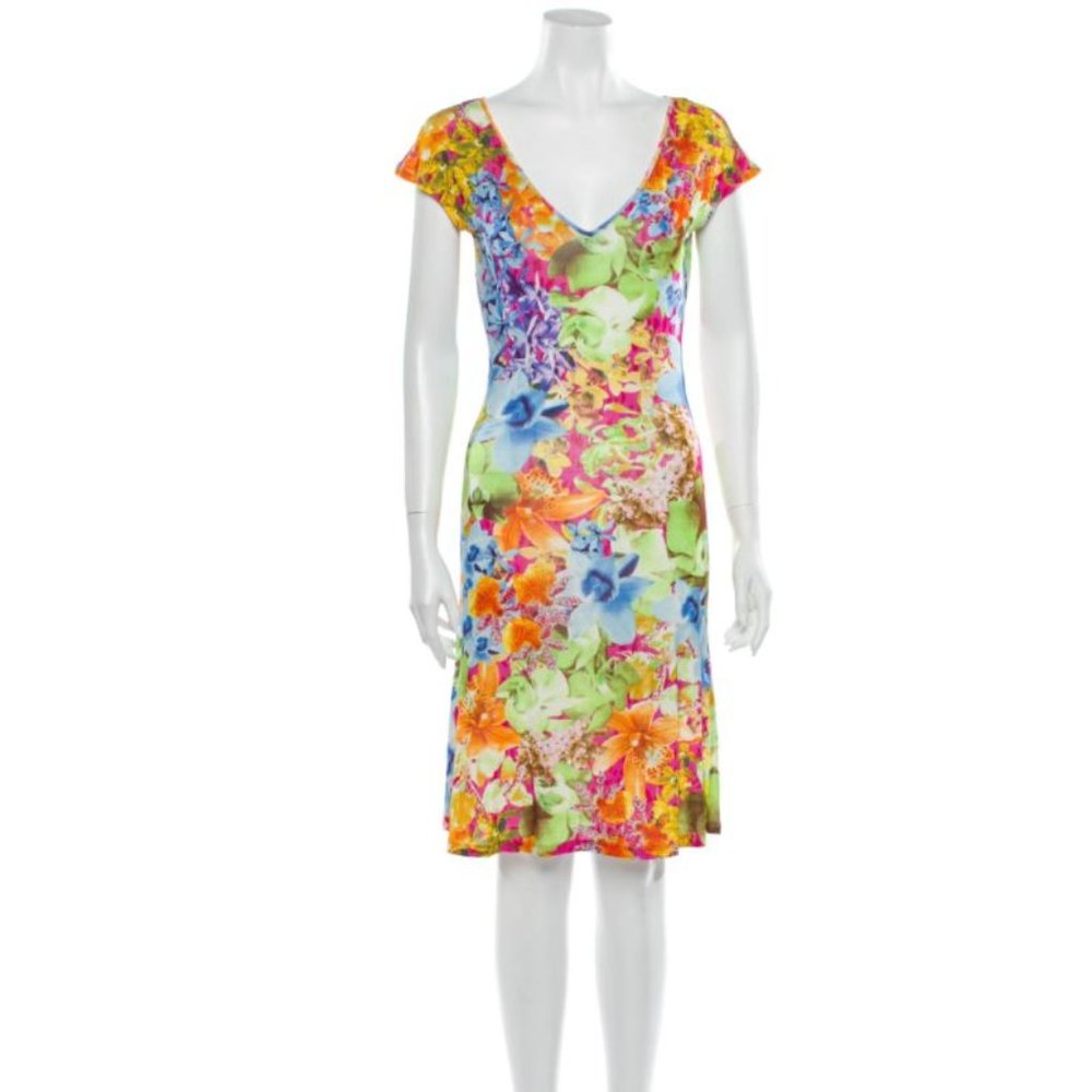 VERSACE Floral Print Knee-Length Dress Size: S | U